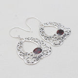 Red Garnet Silver Earrings