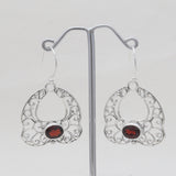 Red Garnet Silver Earrings