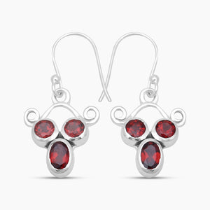 925 Sterling Silver Garnet Earrings