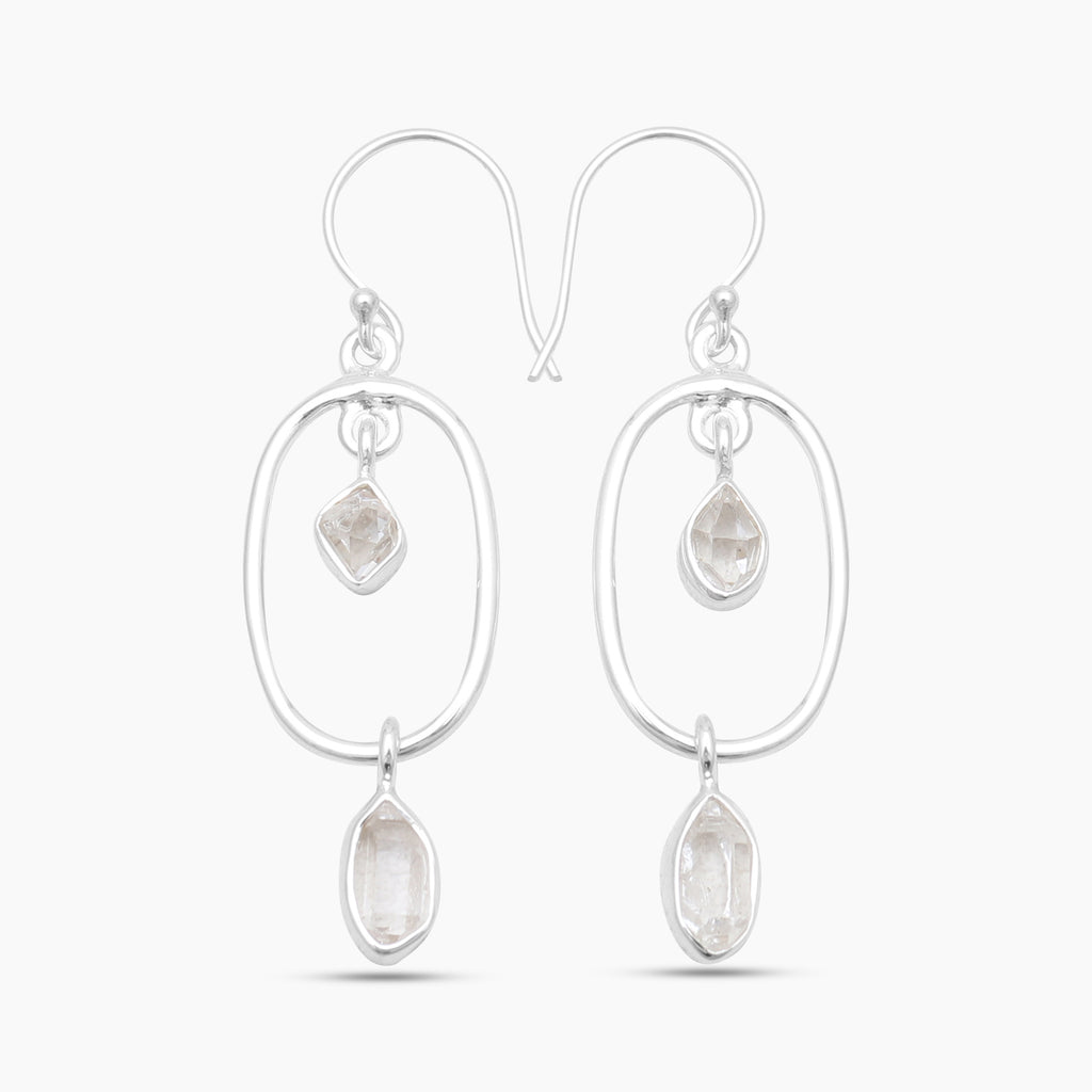 925 Silver Herkimer Quartz Earrings