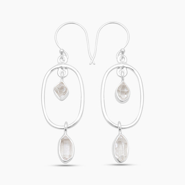 925 Silver Herkimer Quartz Earrings