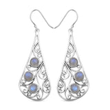 Rainbow Moonstone Silver Earrings