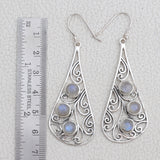 Rainbow Moonstone Silver Earrings