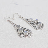 Rainbow Moonstone Silver Earrings