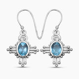925 Sterling Silver Blue Topaz Earrings