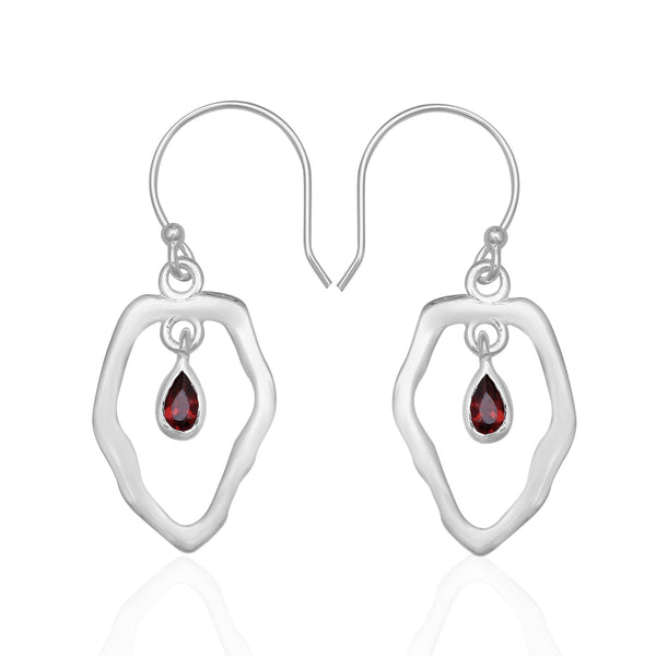 925 Sterling Silver Garnet Earrings