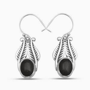 Black Onyx Silver Earrings