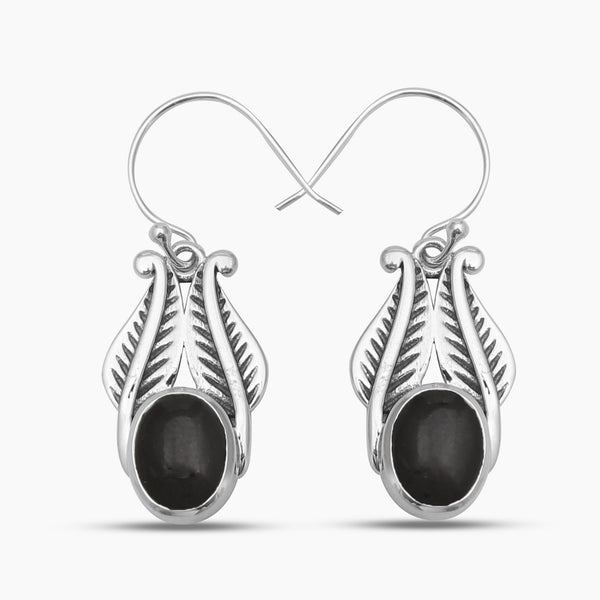 Black Onyx Silver Earrings