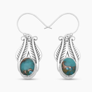 Blue Copper Turquoise Silver Earrings