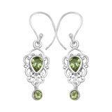 Natural Peridot Silver Earrings