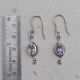 Natural Amethyst Silver Earrings