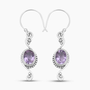 Natural Amethyst Silver Earrings
