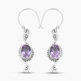 Natural Amethyst Silver Earrings