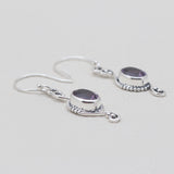 Natural Amethyst Silver Earrings