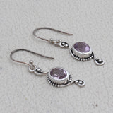 Natural Amethyst Silver Earrings