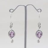 Natural Amethyst Silver Earrings