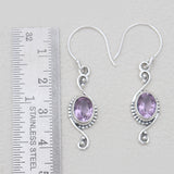 Natural Amethyst Silver Earrings