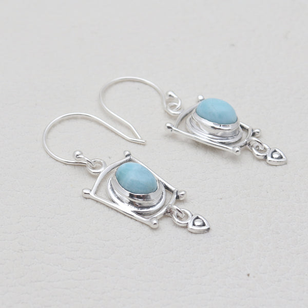 925 Sterling Silver Larimar Designer Earrings