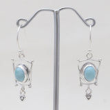 925 Sterling Silver Larimar Designer Earrings