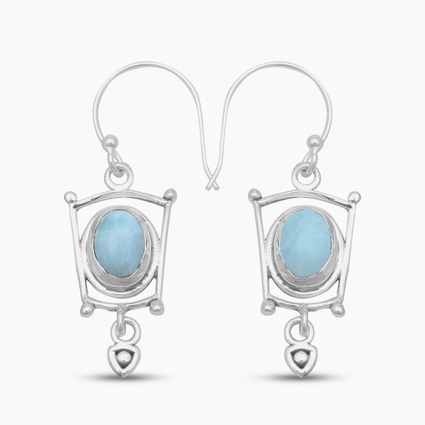 925 Sterling Silver Larimar Designer Earrings
