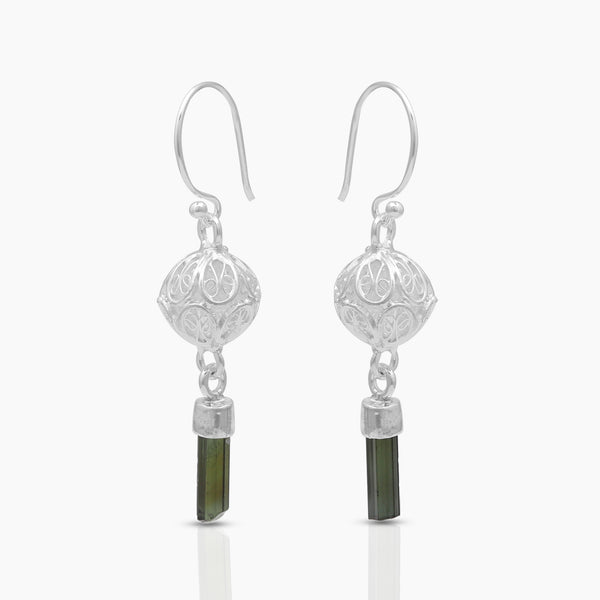 925 Sterling Silver Green Tourmaline Earrings
