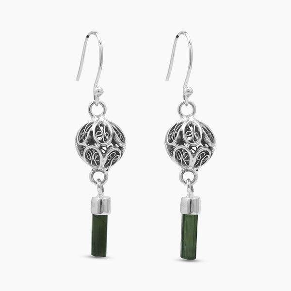 925 Sterling Silver Green Tourmaline Earrings