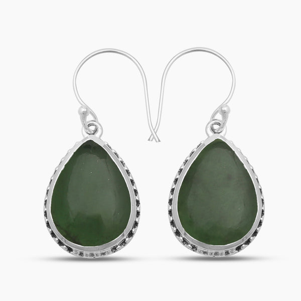 925 Silver Nephrite Jade Earrings