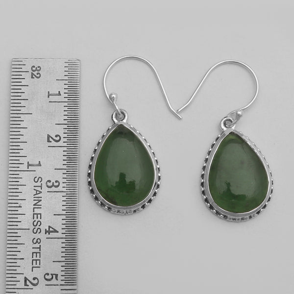925 Silver Nephrite Jade Earrings