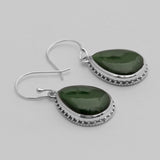 925 Silver Nephrite Jade Earrings