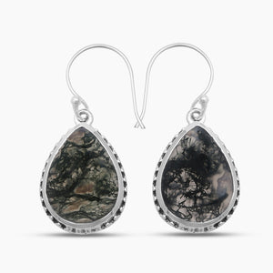 925 Sterling Silver Moss Agate Earrings
