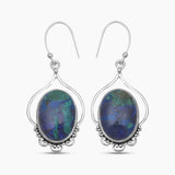 Malachite Chrysocolla Silver Earrings