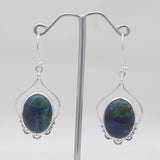 Malachite Chrysocolla Silver Earrings