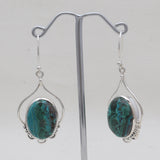 Malachite Chrysocolla Silver Earrings