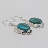 Malachite Chrysocolla Silver Earrings