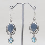 Blue Kyanite & Topaz Silver Drop Earrings