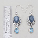 Blue Kyanite & Topaz Silver Drop Earrings