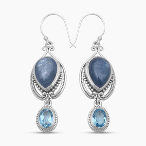 Blue Kyanite & Topaz Silver Drop Earrings