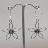 925 Silver Blue Topaz Flower Earring