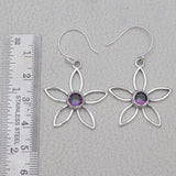 925 Silver Blue Topaz Flower Earring