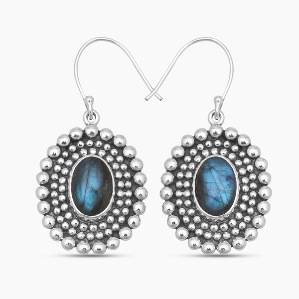 Black Onyx Silver Earrings