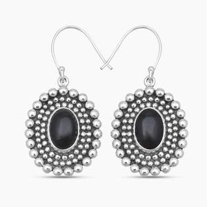 Black Onyx Silver Earrings