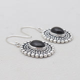Black Onyx Silver Earrings