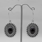 Black Onyx Silver Earrings