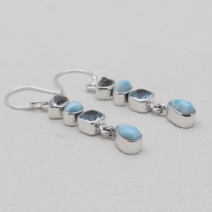 Herkimer Quartz & Larimar Silver Earrings
