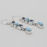 Herkimer Quartz & Larimar Silver Earrings