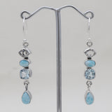 Herkimer Quartz & Larimar Silver Earrings