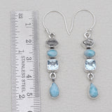 Herkimer Quartz & Larimar Silver Earrings