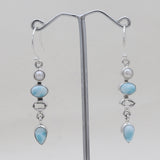 Pearl & Larimar Silver Earrings