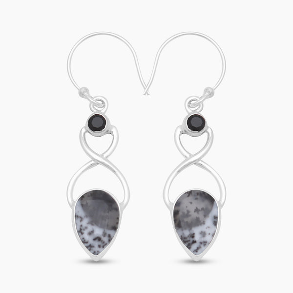 925 Silver Dendritic Opal Earrings