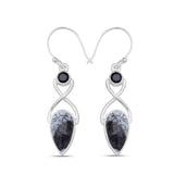 925 Silver Moss Agate Earring